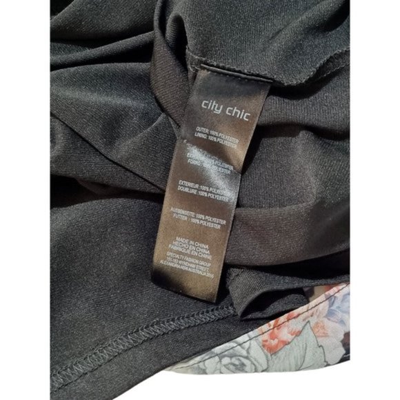 CITY CHIC Black Floral Womens V-Neck Flutter Sleeve Midi Dress - Size L - Picture 6 of 6